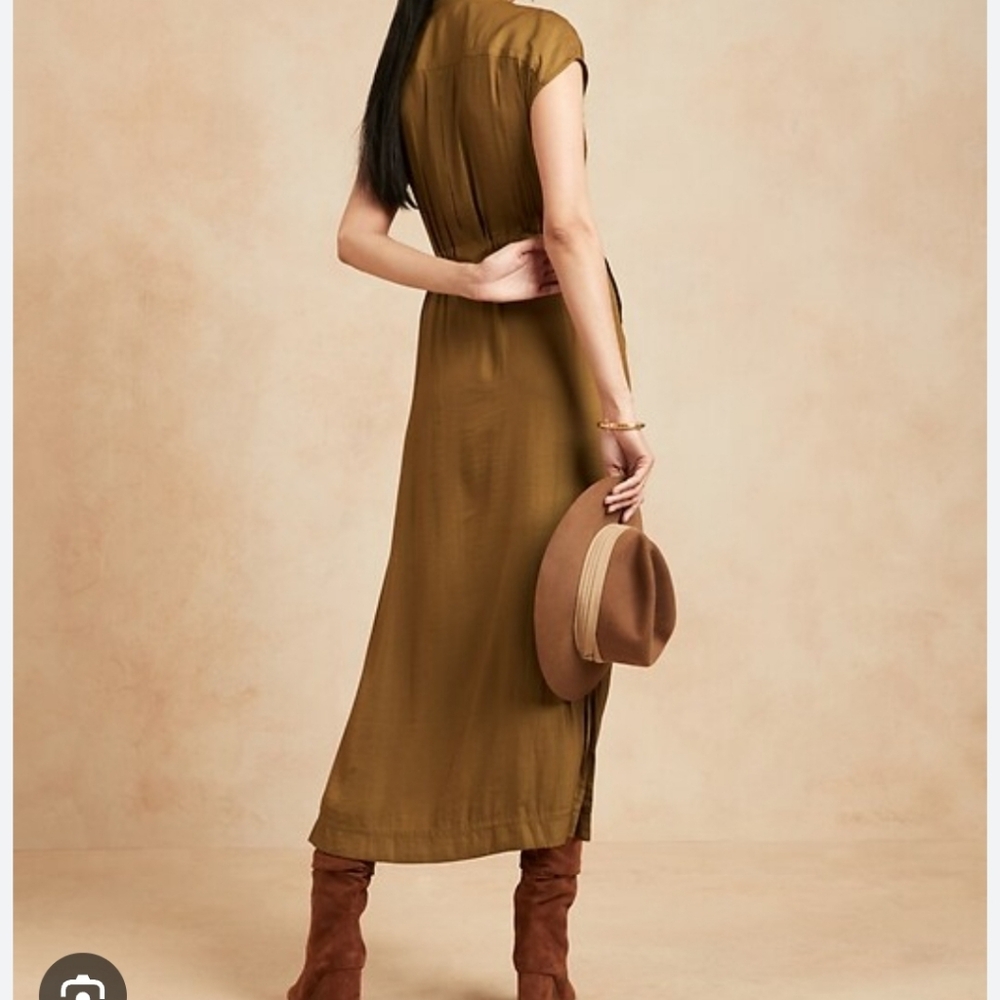 Banana Republic Ravina Maxi Shirt Dress Casual , Work Earthy Mustard L - Picture 3 of 14